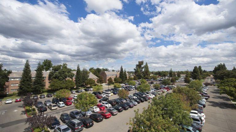 a campus parking lot