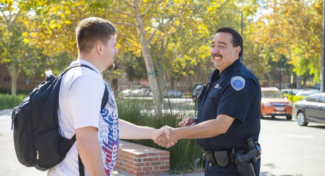 officer with students