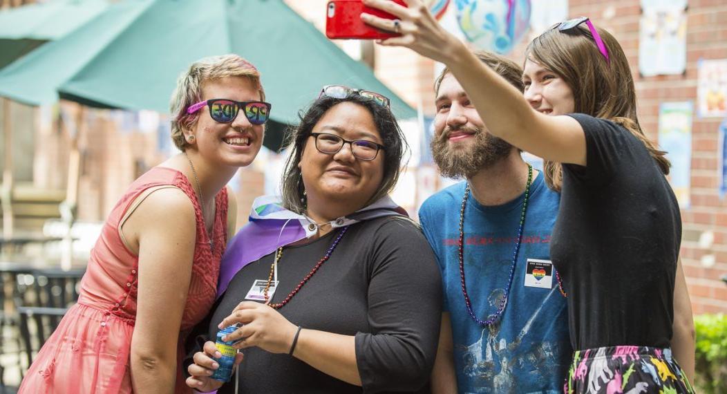 Students at a Pride event